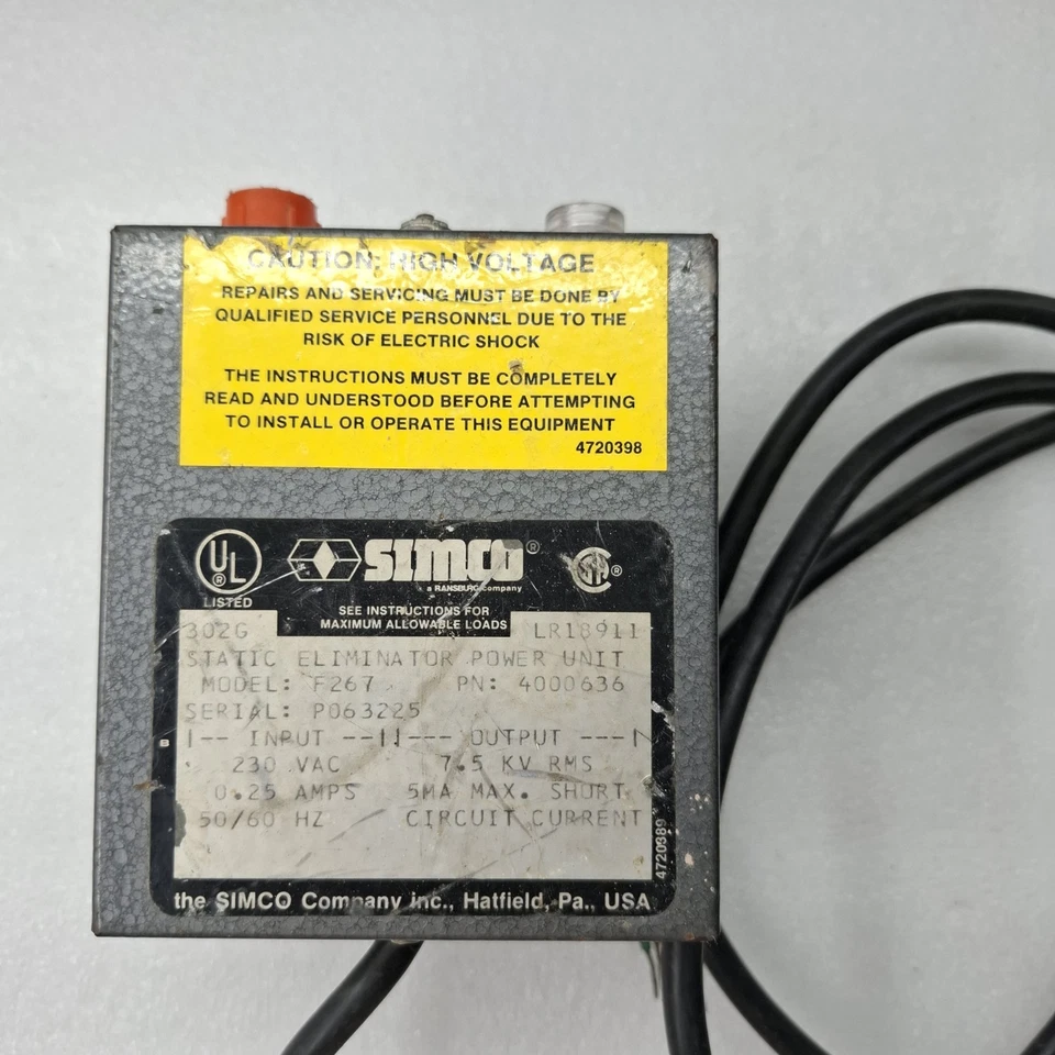 SIMCO F267 PN-4000636 STATIC ELIMINATOR POWER UNIT F267